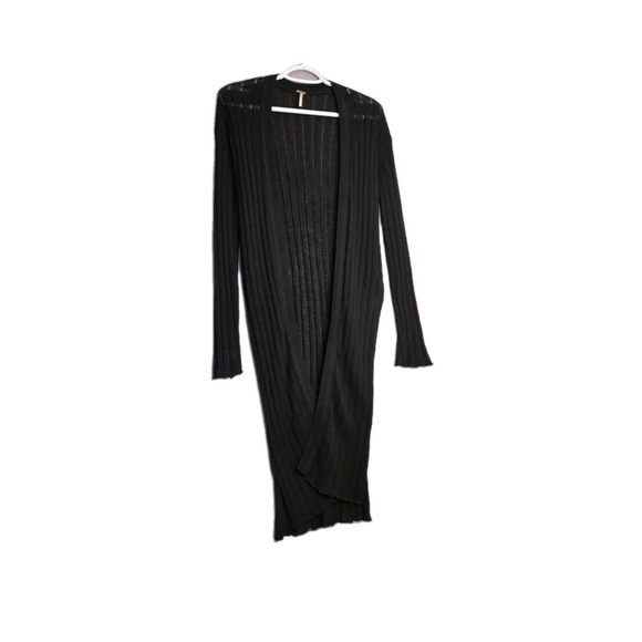 Free People Sweaters - Free People Cardigan Womens XS Black Linen Blend Ribbed Grunge Whimsigoth Witchy